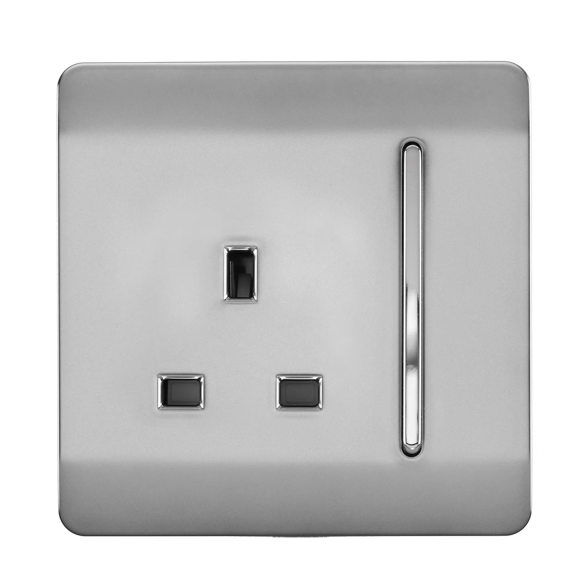 1 Gang 13Amp Switched Single Socket Brushed Steel ART-SKT13BS  Trendi Brushed Steel